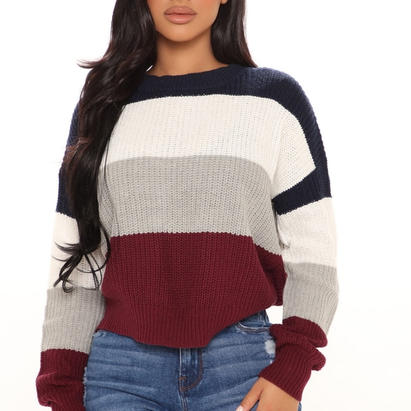 Maroon/Combo Sweater - Picture 1 of 2